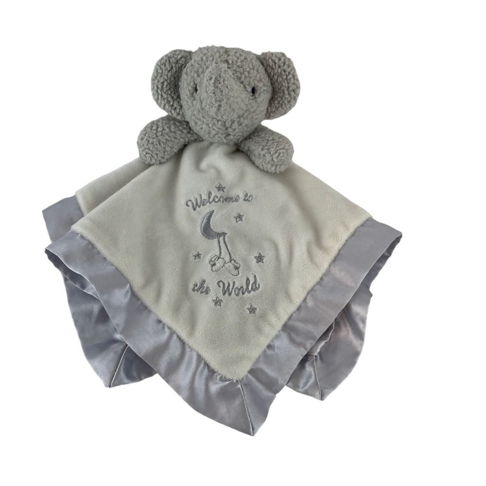 Little‎ Me Gray Elephant Lovey Rattle Security Blanket Satin Trim Welcome